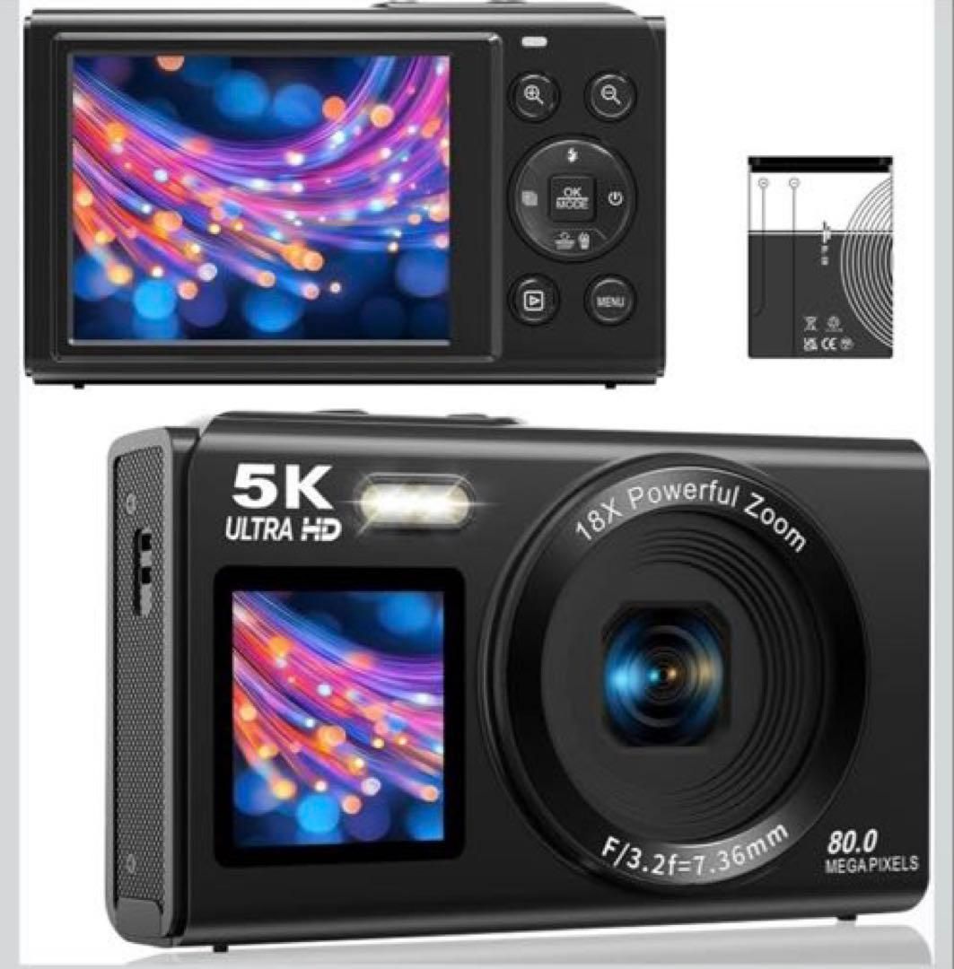 デジカメ5K スマホに送れる デジタルカメラ WIFI転送機能 8000万画素