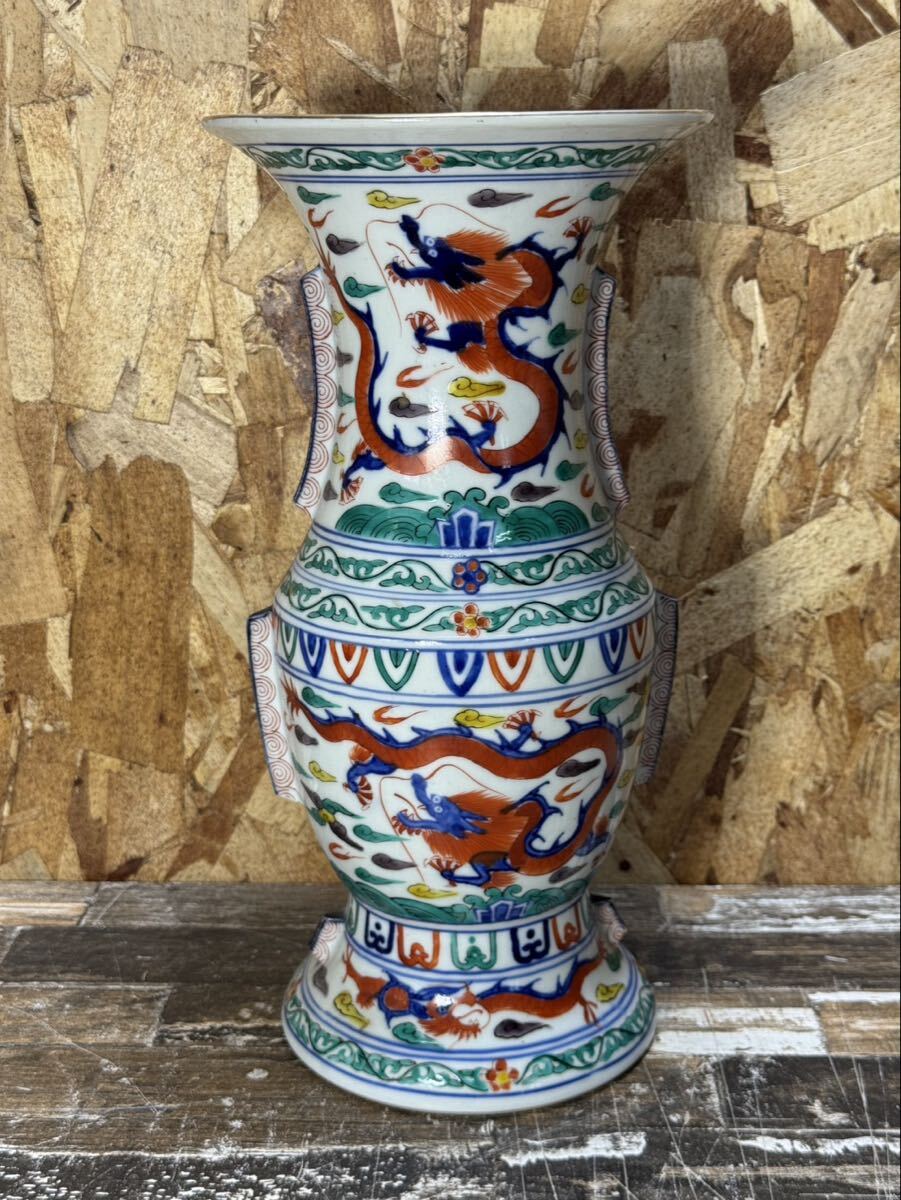中国潮州 高級陶器 薩摩焼 飾り壷 大型 人物紋 高さ約61cm 花器 花瓶