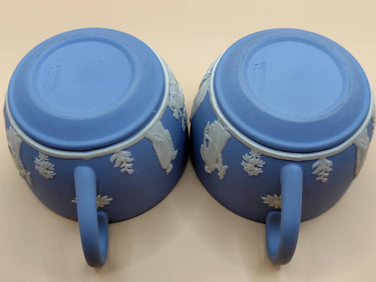 中古 ウエッジウッド ジャスパー ペールブルー カップ＆ソーサー 2客 