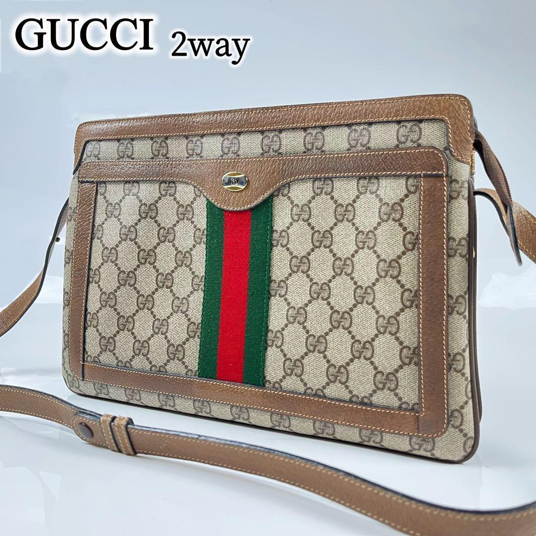グッチ GUCCI ショルダーバッグ GGキャンバス×レザー 保存袋付 GUCCI 