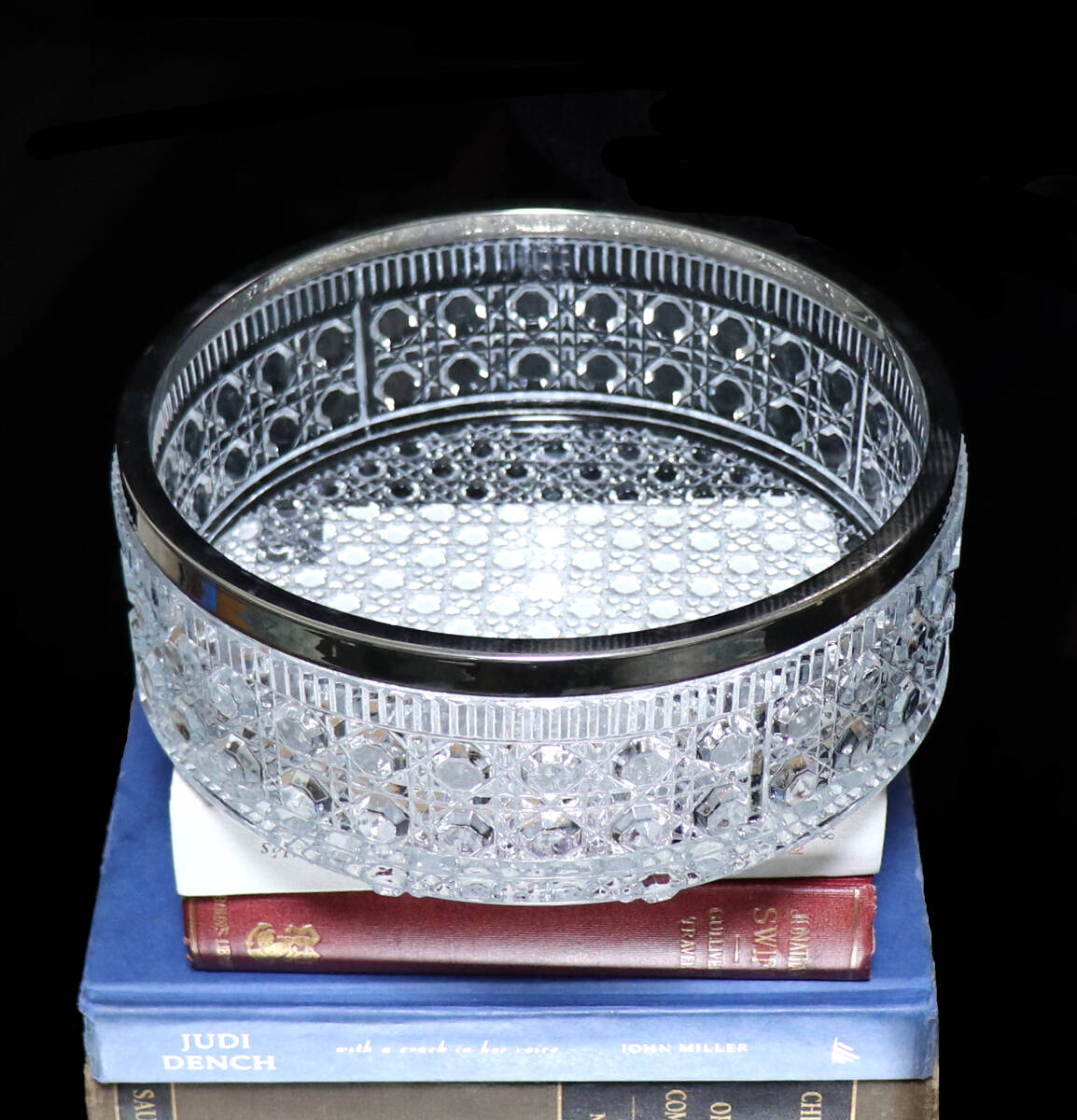 オールド・バカラ (BACCARAT) 稀少型 銀巻 特大 切子鉢 ディアマン 