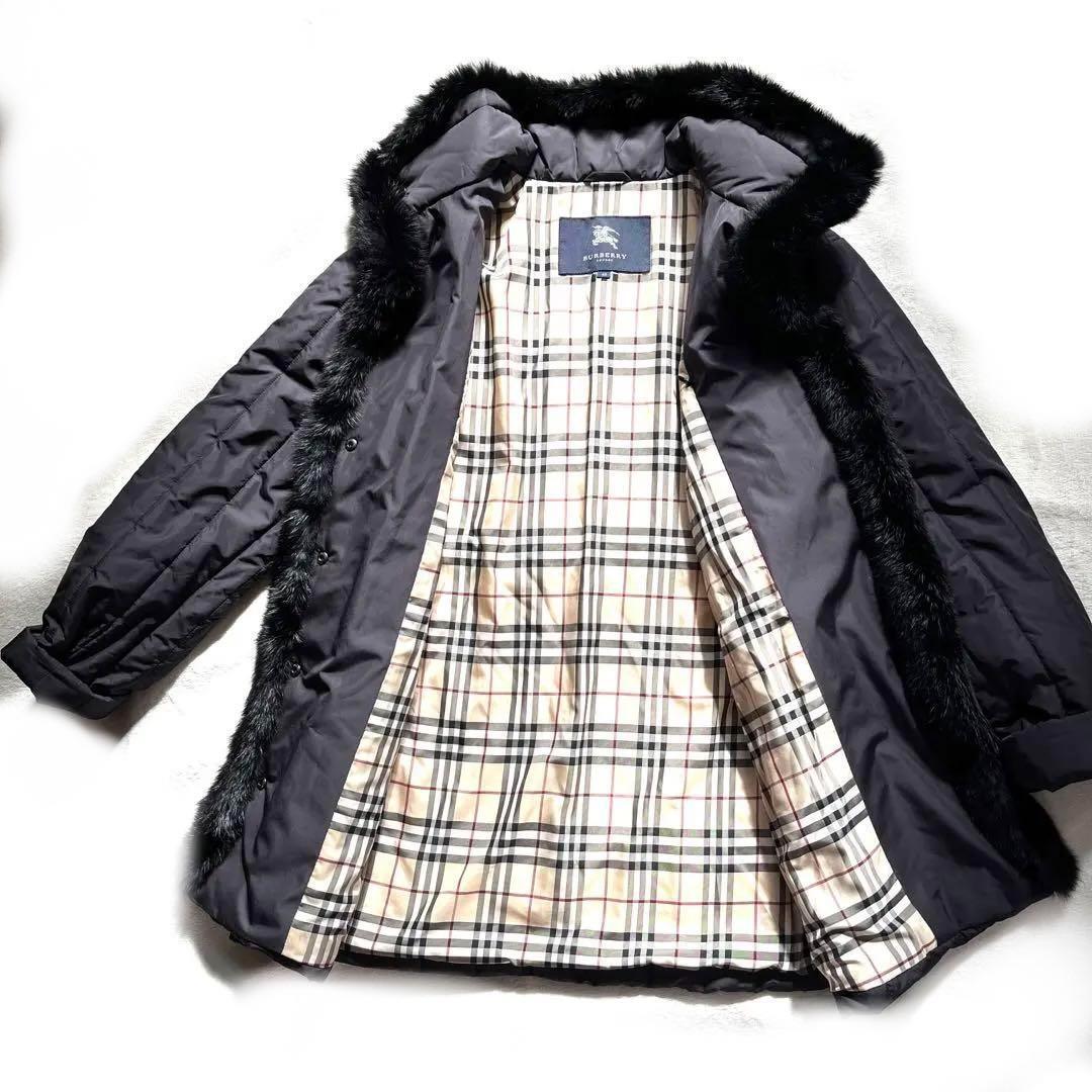 美品 バーバリー ドライバーズニット ノバチェック 中綿 ホースロゴ 黒 BURBERRY BLACK LABEL ドライバーズニット ノバチェック M BURBERRY