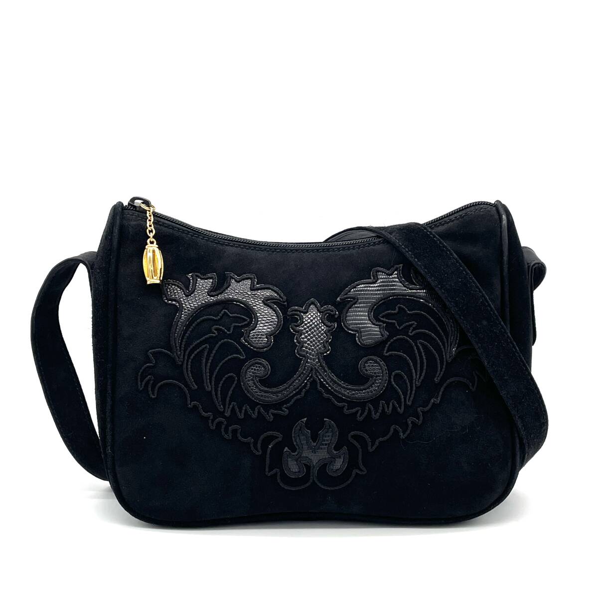 GUCCI グッチスウェードショルダーバッグ ブラックカラー