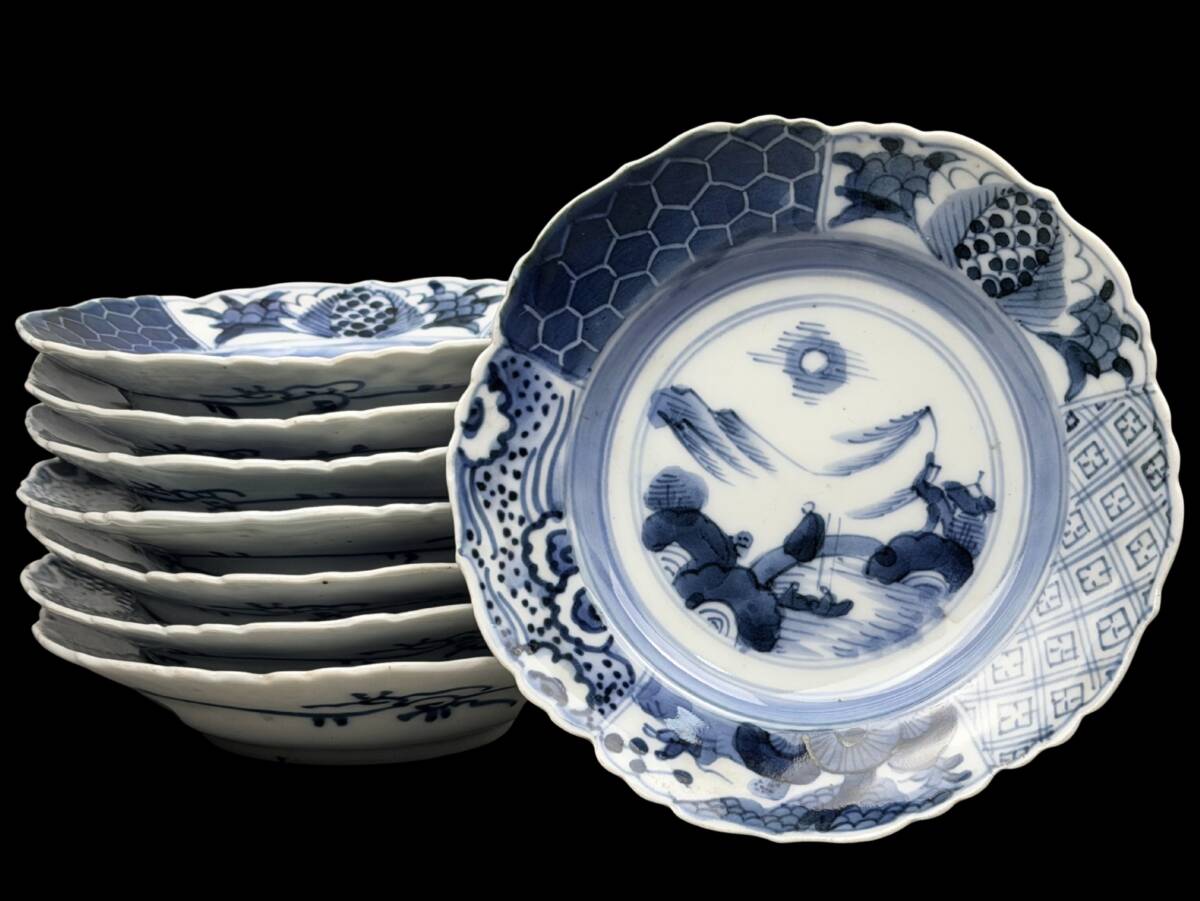 皿 青花 染付 古松紋 中国古玩 骨董 古美術 明末清初 時代物 径21cm 中国 青花大皿 古玩 清 染付 青花 染付 皿 青花纏枝花卉紋