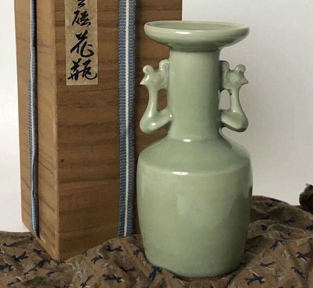 コレクター放出品 中国古美術 玉壺春瓶 龍泉窯 天龍寺 青磁 骨董品 唐 