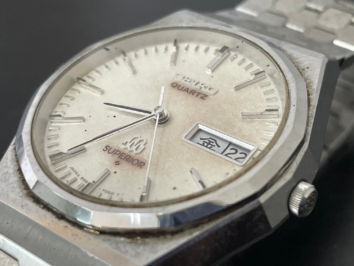 Service 9983 S183 SEIKO セイコー スーペリア ツインクオーツ 9983-7000 SS シルバー文字盤 腕時計 メンズ ジャンク /【Buyee ...