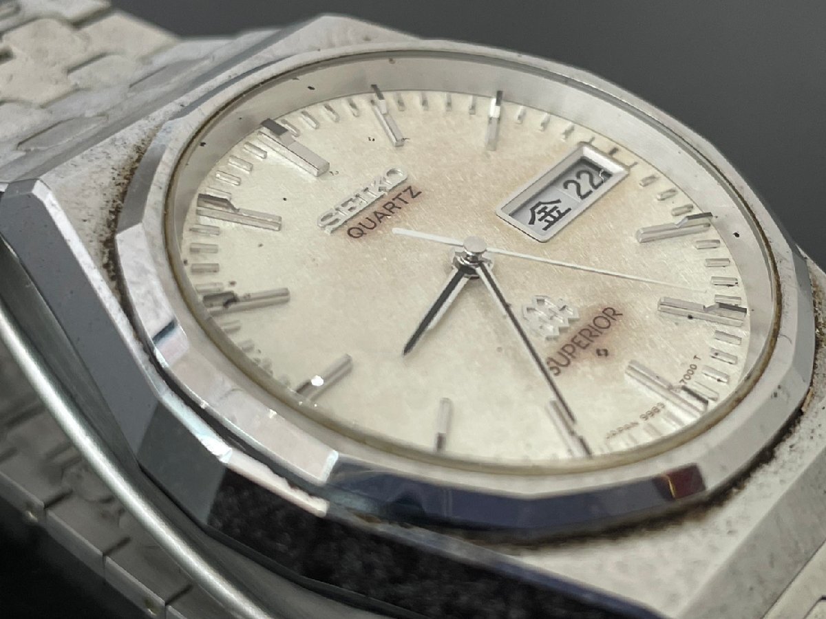 Service 9983 S183 SEIKO セイコー スーペリア ツインクオーツ 9983-7000 SS シルバー文字盤 腕時計 メンズ ジャンク /【Buyee ...