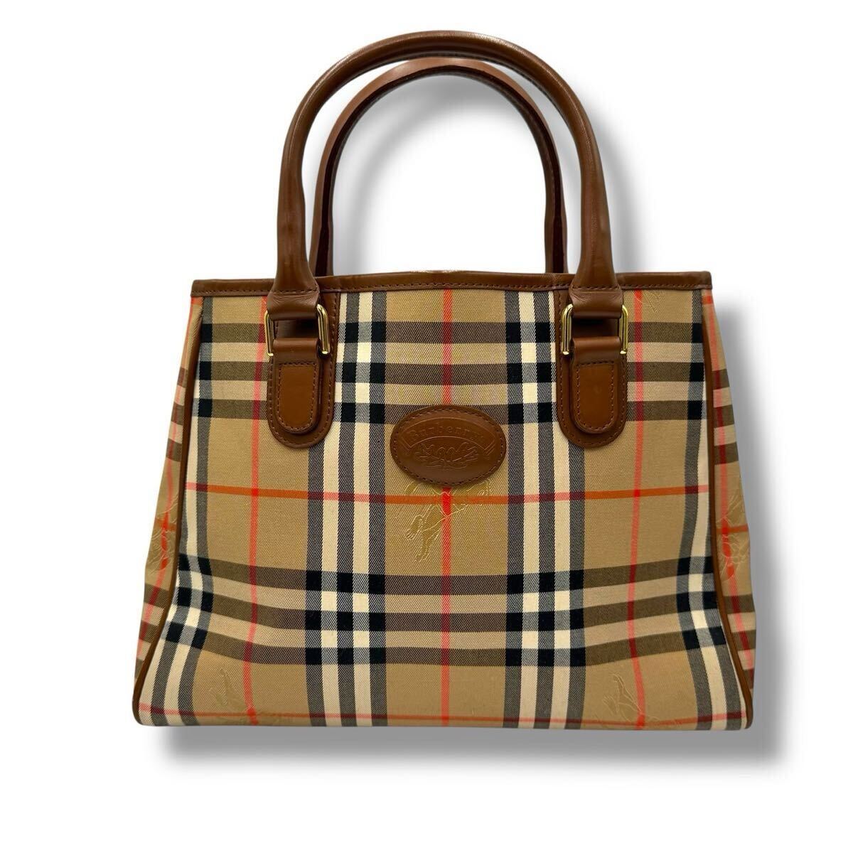美品】BURBERRY キャンバストートバッグ ノバチェック バーバリー 