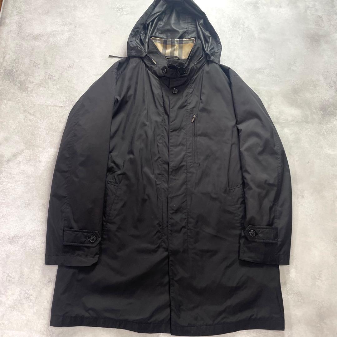 BURBERRY LONDON ステンカラーコート M 黒 チェック裏地 Burberrys