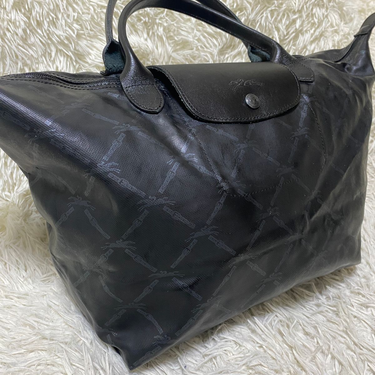 LONGCHAMP ロンシャン トートバッグ 黒 ホースロゴ A4 大容量 | Shop 