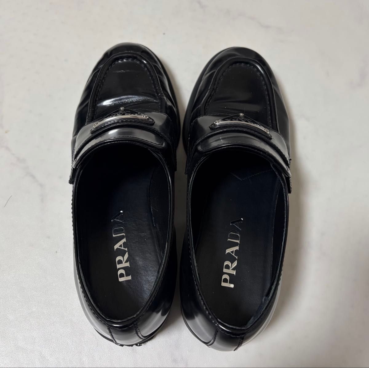 PRADA プラダ トライアングルロゴ ローファー ブラッシュドレザー 35 