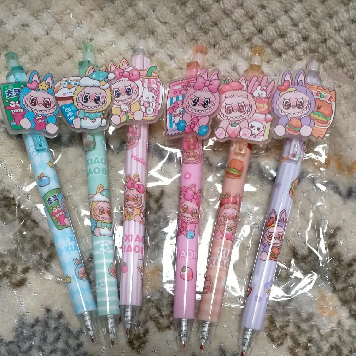 送料無料 ラブブ ボールペン 6本セット キャラクター 文房具 LABUBU