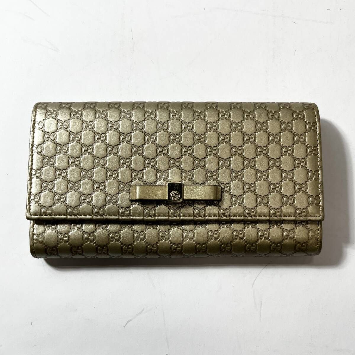 GUCCI マイクロGGシマ リボン ラウンドファスナー長財布 【公式通販】