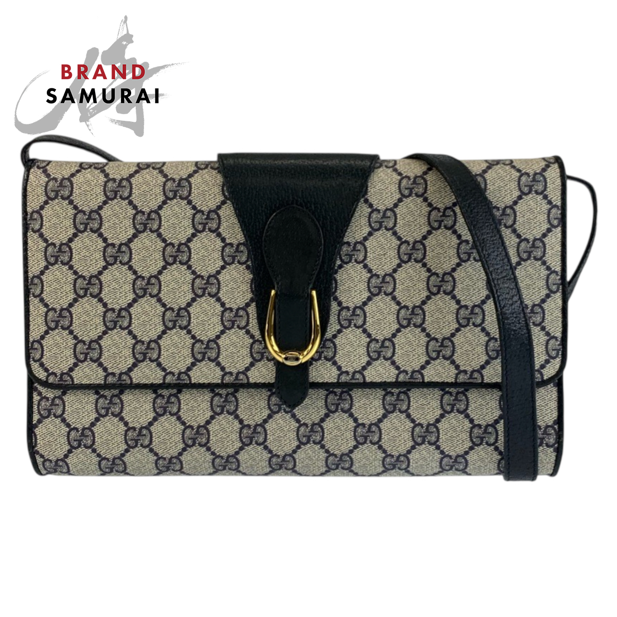美品 GUCCI グッチ ヴィンテージ グレー ネイビー ゴールド金具 美品 GUCCI グッチ ヴィンテージ グレー ネイビー ゴールド金具