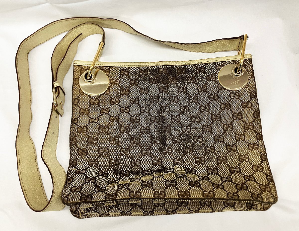 GUCCI グッチ ワンショルダーバッグGG柄 キャンバス×レザー 黒 