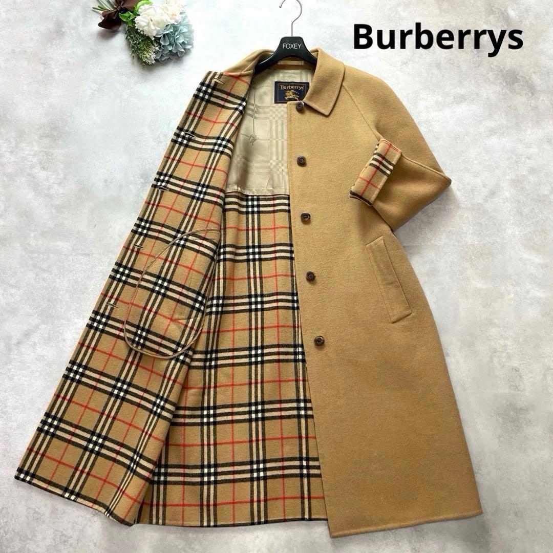高級 Burberry バーバリー リバーコート カシミヤ キャメル ブラウン