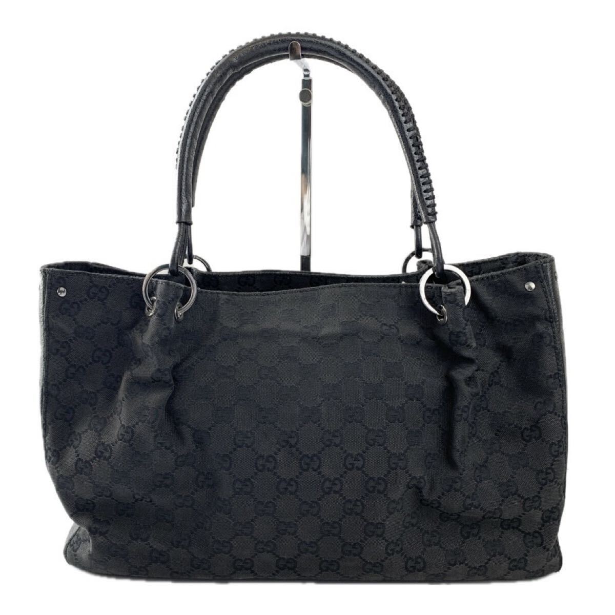グッチ トート ハンド バッグ GG A4 キャンバス ブラック FK99 GUCCI 