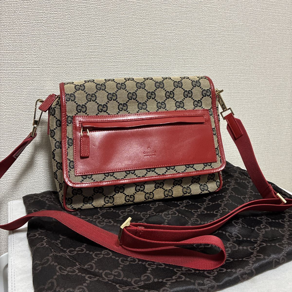 グッチ GGキャンバス ショルダーバッグ クロスボディ レザー 27639 茶 
