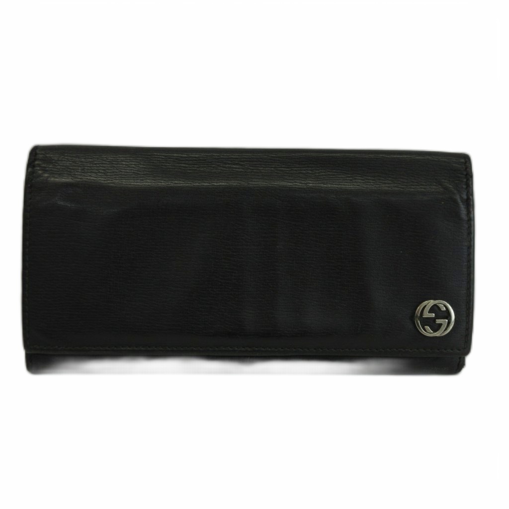長財布 三つ折り GG柄 キャンバス レザー 黒 ブラック 035-4276 GUCCI