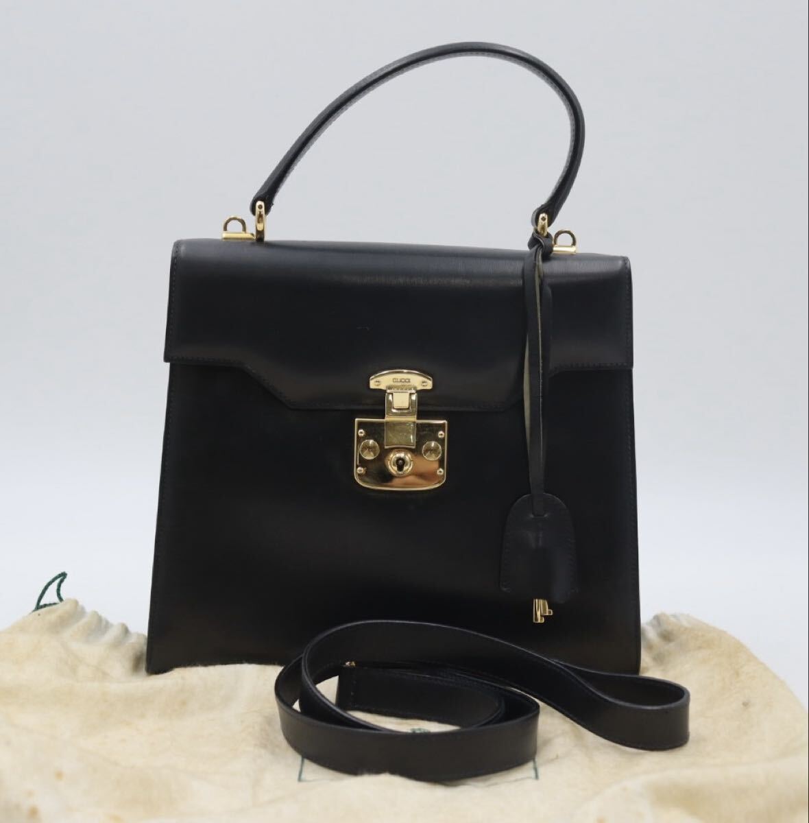 GUCCI レディロック トップハンドル ハンドバッグ 2way ブラック