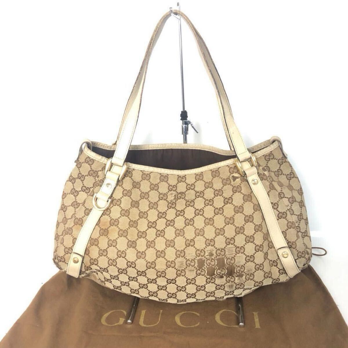 極美品】GUCCI グッチ ショルダーバッグ GG柄 キャンバス アビー 金具 