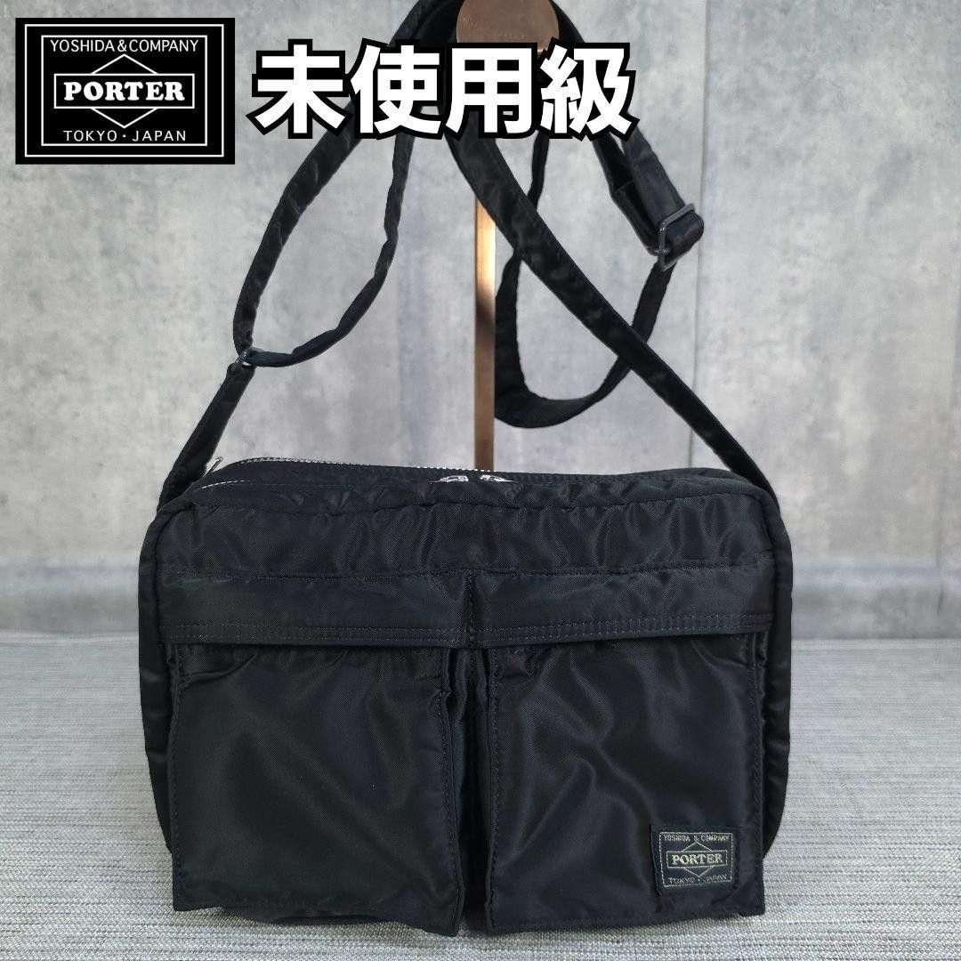 未使用に近い　PORTER　ポーター　タンカー　ショルダーバッグ　二層　ブラック 未使用に近い PORTER ポーター タンカー ショルダーバッグ 二層
