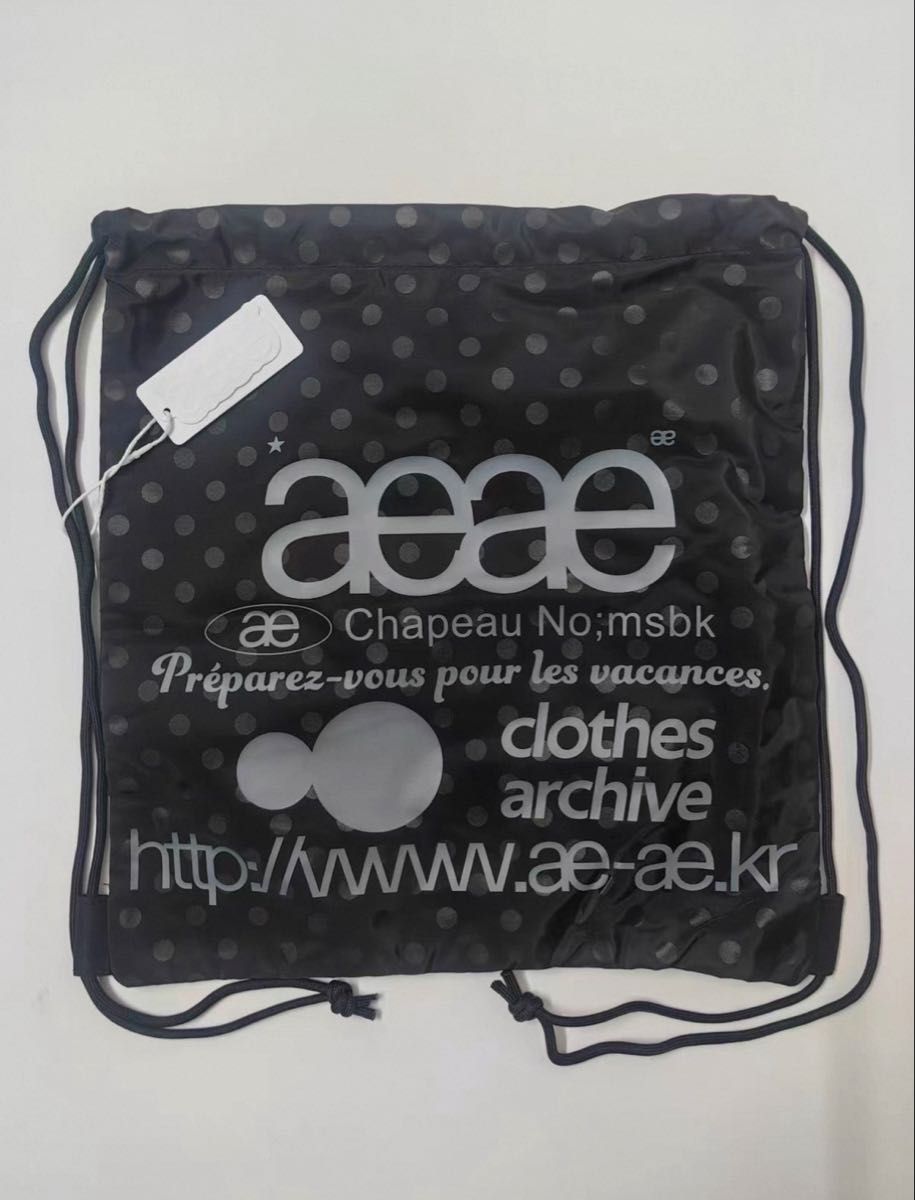 aeae プリントロゴ ドローストリングバッグ aeae ドット柄 ドローストリングバッグ ブラック * | Shop at