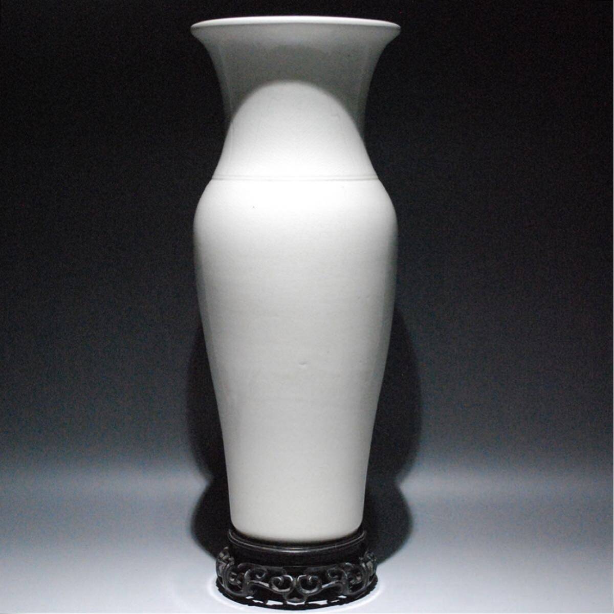 緑屋c□ 中国古玩 徳化窯 白高麗 尊式 花瓶 壺 箱付 白磁 唐物 時代物