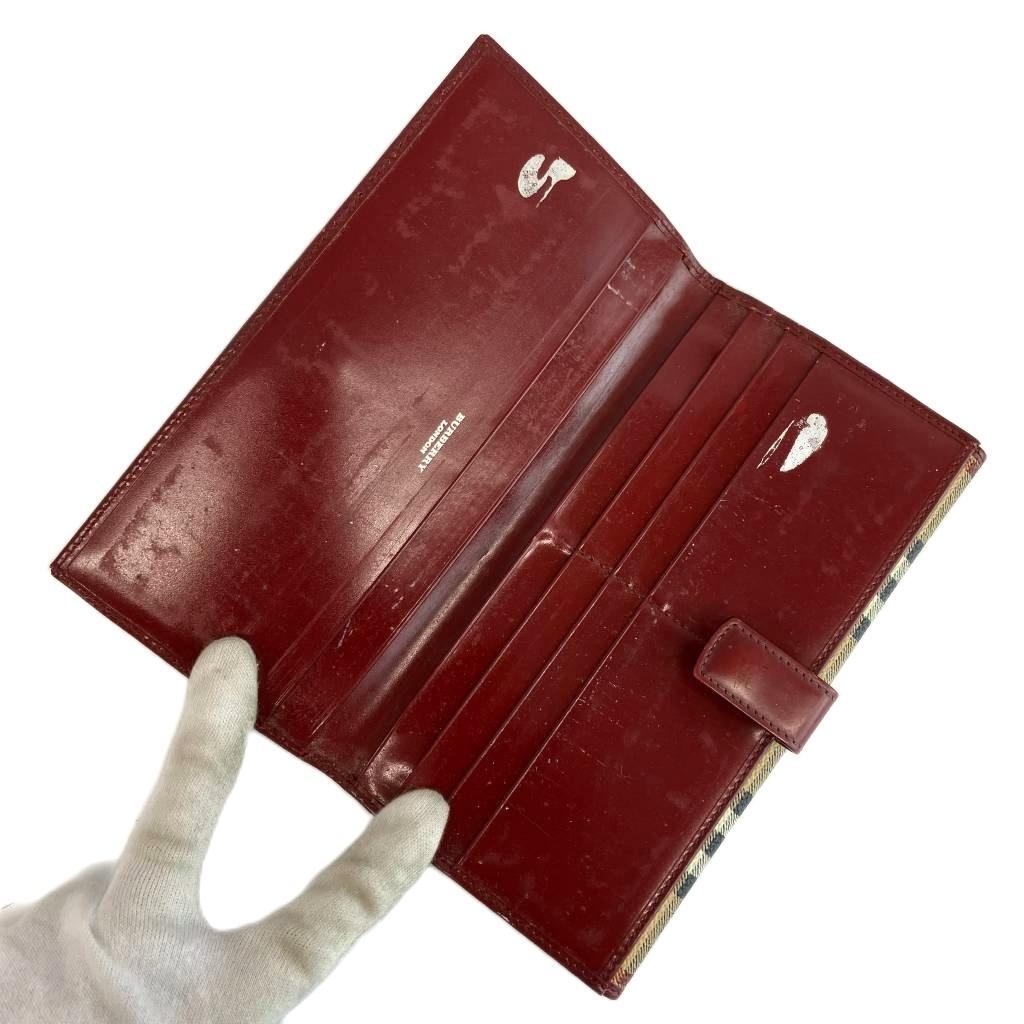 バーバリー BURBERRY 長財布 二つ折り PVC レザー Wホック ノバ