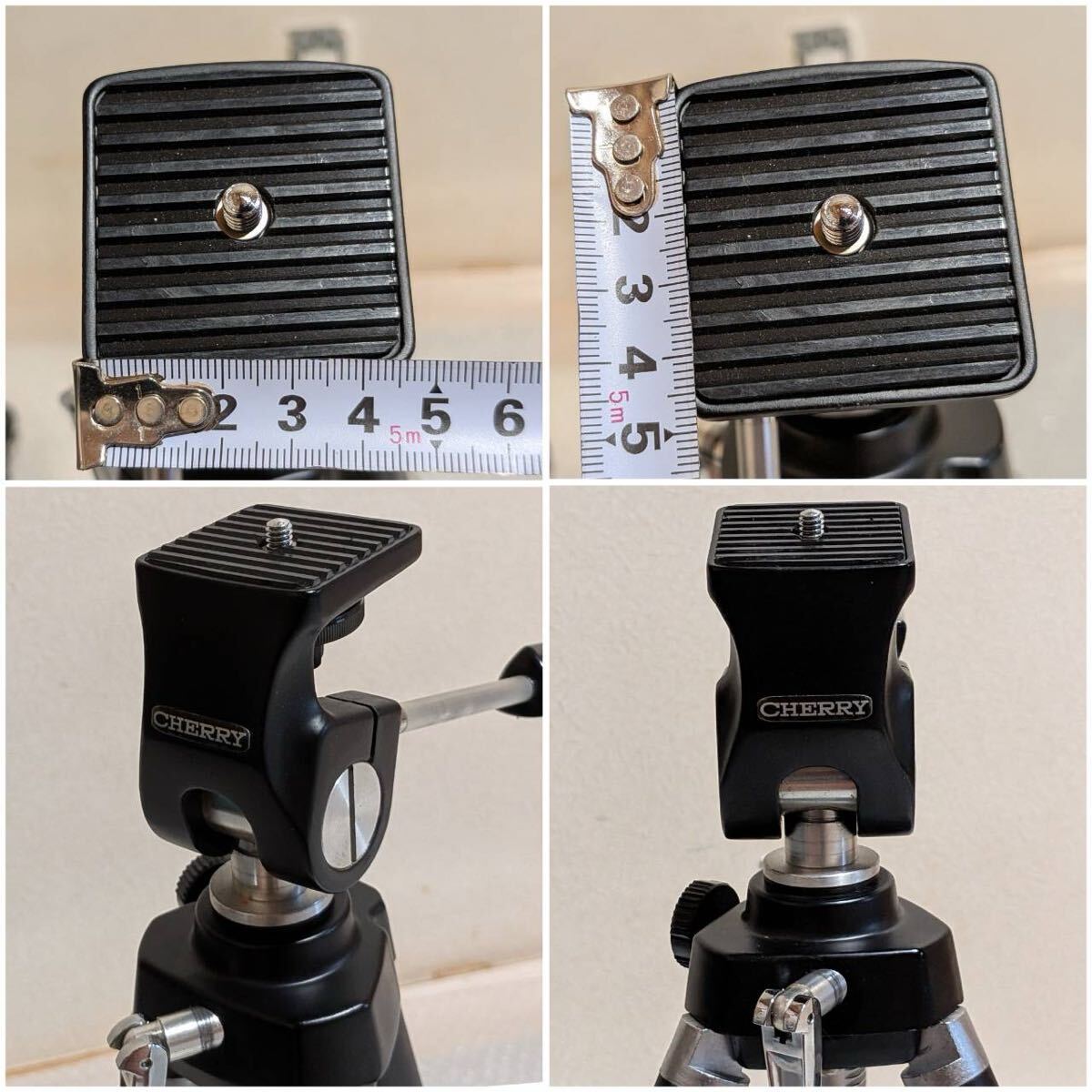 【美品】CHERRY high Quality Tripod 4段三脚 軽量アルミ三脚 カメラ 老舗メーカー チェリー 昭和レトロ 専用 ...