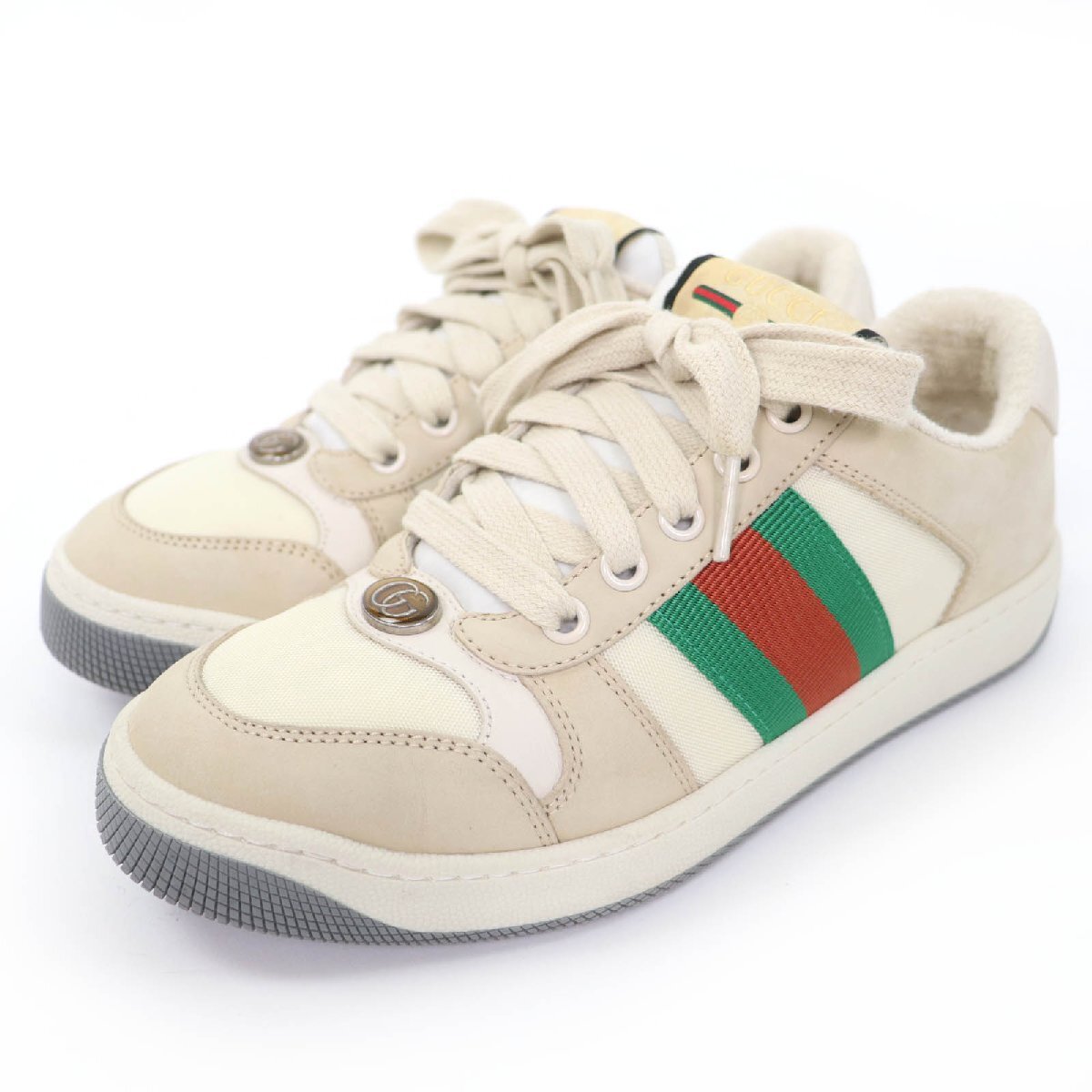美品☆GUCCI グッチ レザー使い ウェブストライプ GGマーモント 