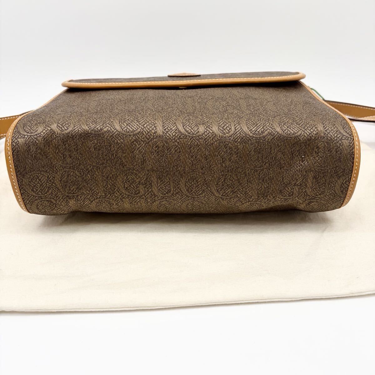 GUCCI 総柄 ショルダーバッグ キャンバス レザー 保存袋付 グッチ 