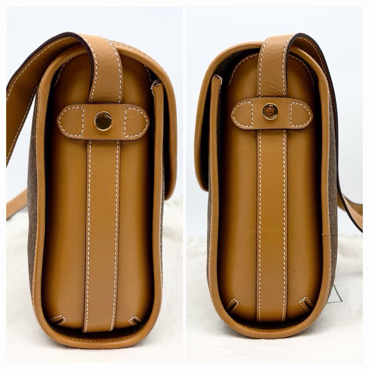 GUCCI 総柄 ショルダーバッグ キャンバス レザー 保存袋付 グッチ 