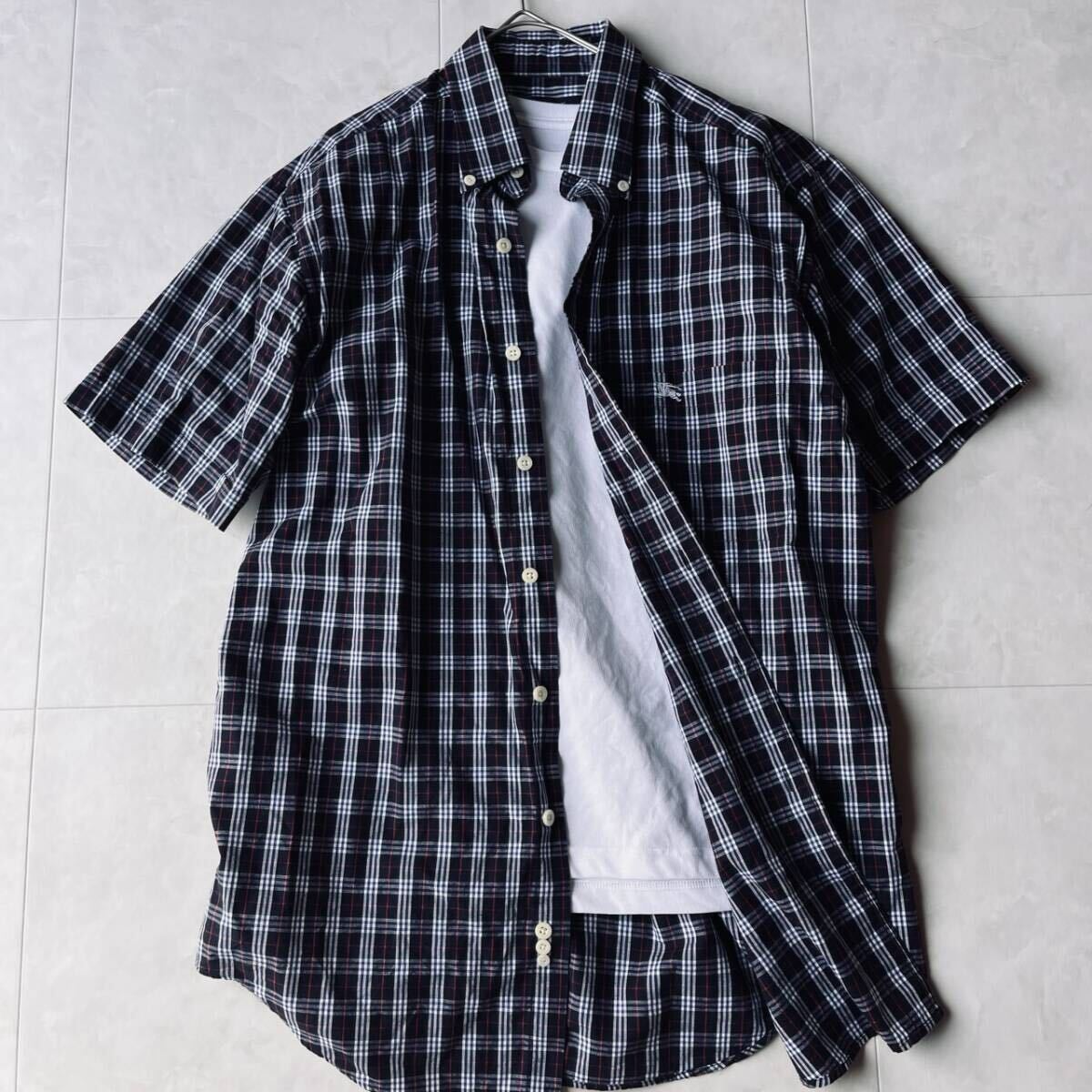 BURBERRY LONDON☆バーバリーロンドン◇M☆綿100% 半袖シャツ ノバ 
