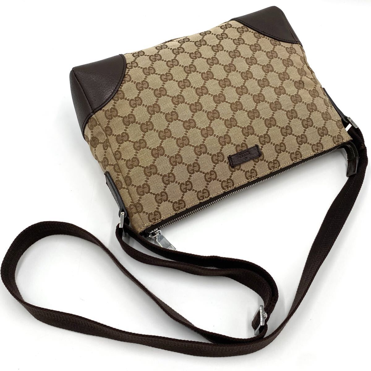 1円 美品 GUCCI グッチ ショルダーバッグ GG柄 スプリーム PVC レザー 
