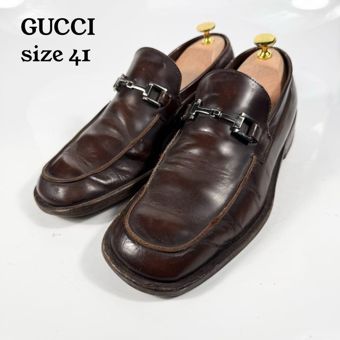 GUCCI グッチ ビットローファー（41）革靴 トムフォード期 茶 スクエア 