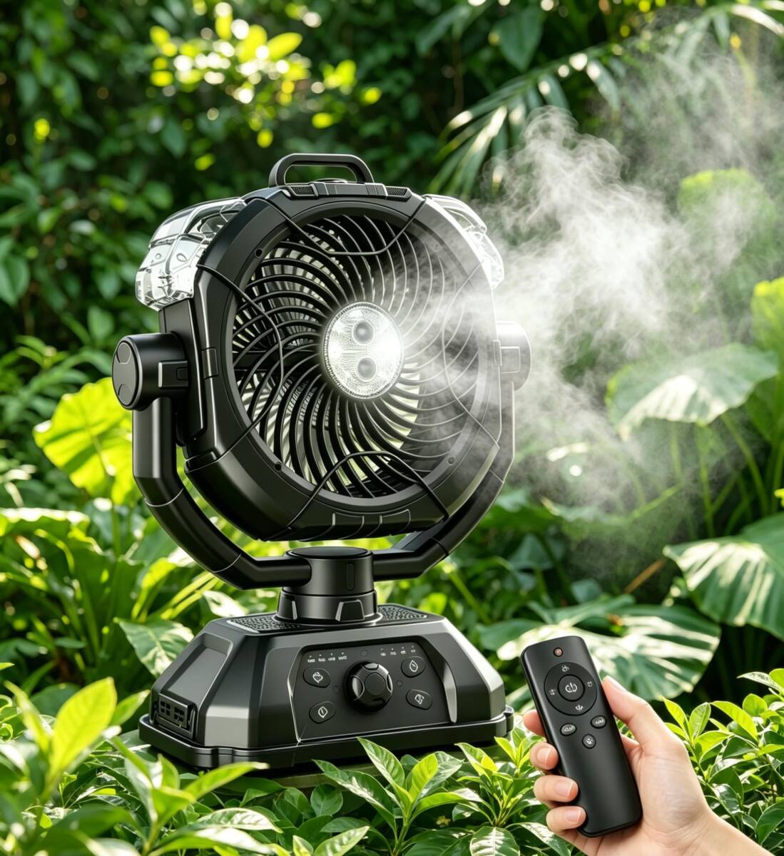 充電式アウトドア 扇風機】強力キャンプ扇風機 極冷ミストファン 瞬間