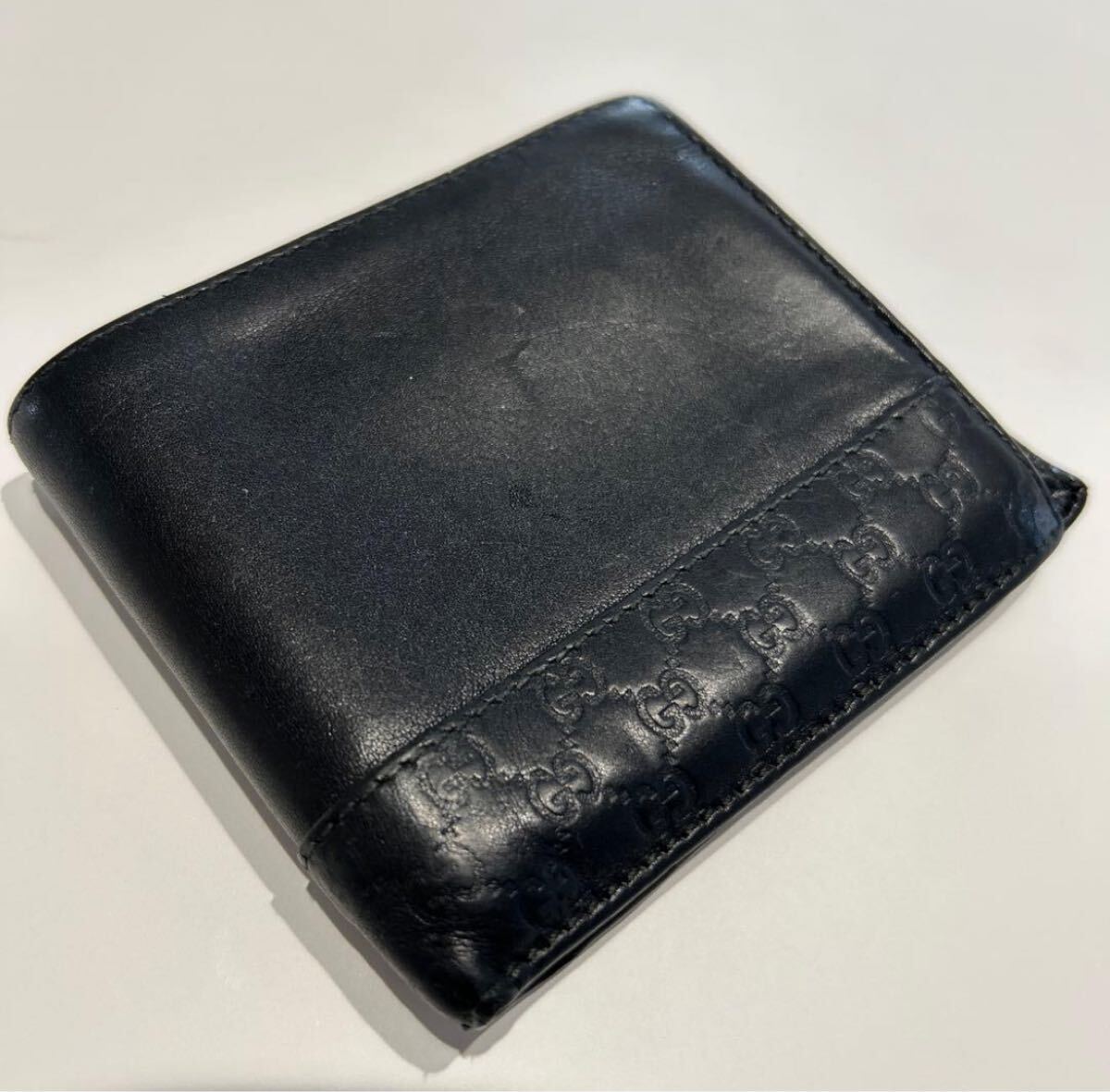 GUCCI グッチシマ 二つ折り財布 ブラック レザー ウォレット /【Buyee】