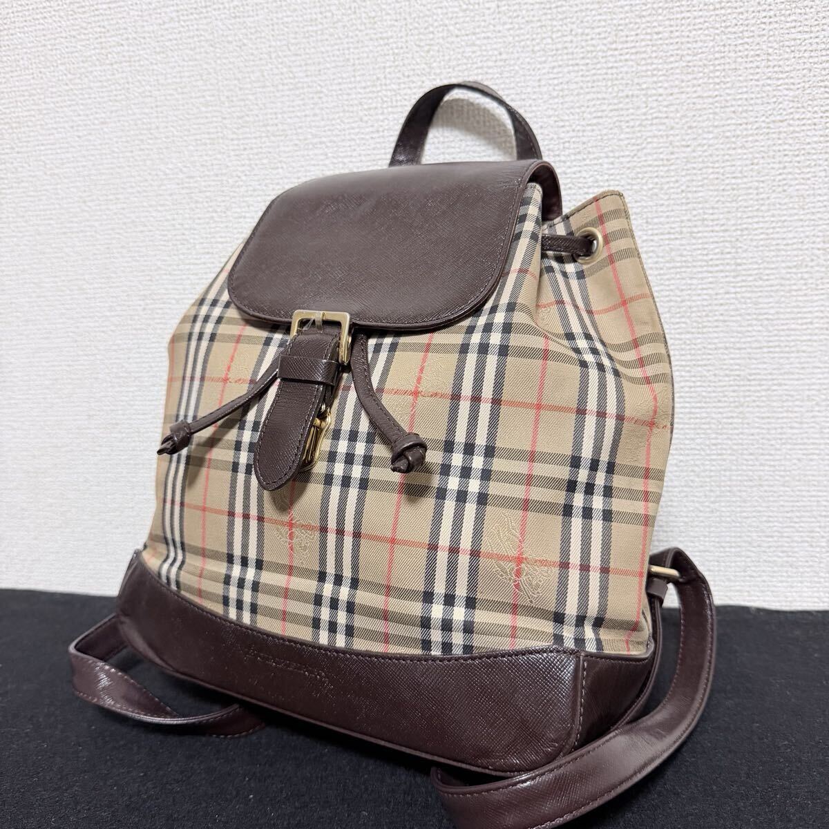BURBERRY バーバリー ノバチェック 1円 PVC×レザー □美品 レザー 美品 