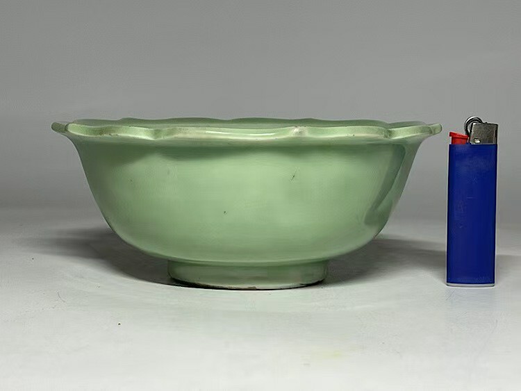 南京古染付明時代永楽翠青釉蓮花青磁花口碗/【Buyee】