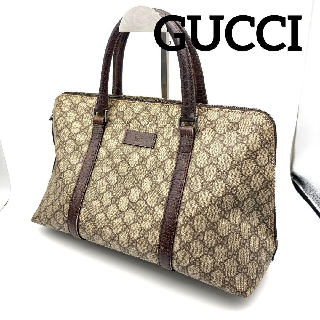 GUCCI グッチ トートバッグ PVC レザー GG ハンドバッグ ブラウン 