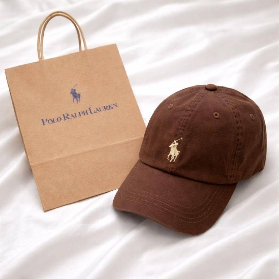 レア本物　POLO ポロラルフローレン　キャップ　ブラウン　ホワイトベージュ茶 本物希少 POLO ポロラルフローレン キャップ ブラウン ホワイト