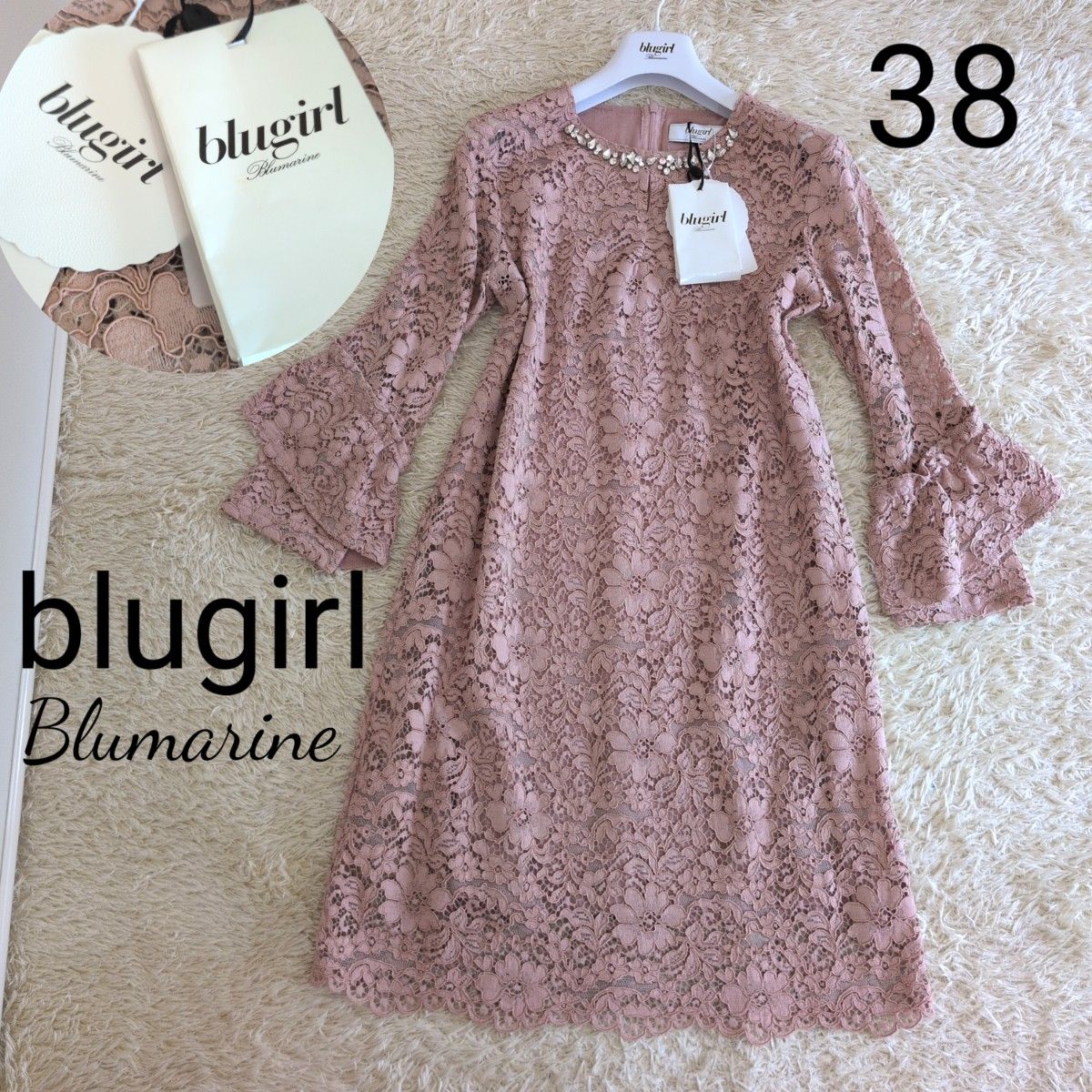 タグ付き☆イタリア製☆定価7.5万円 blugirl レースワンピース 花柄 