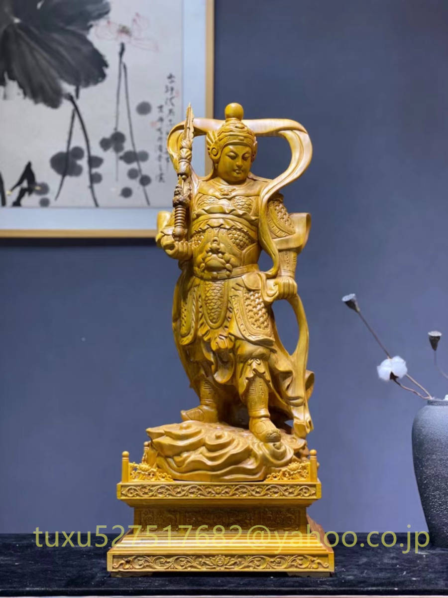 36,876円高72cm 一刀彫り　仏教工芸品　香樟材　木彫仏像    関聖帝君　関羽立像