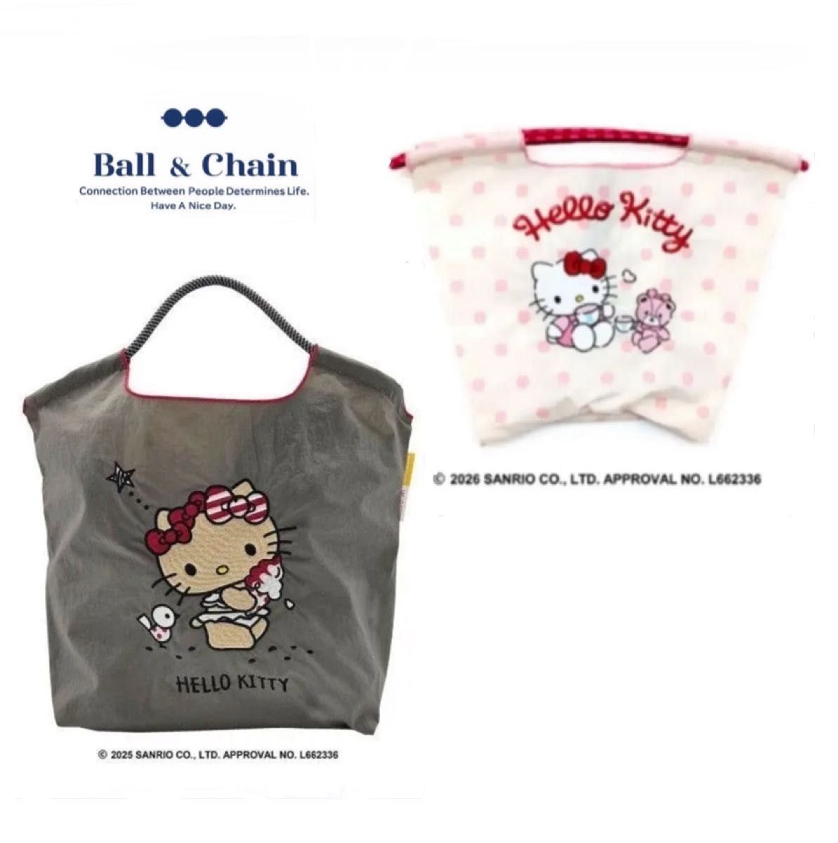 【新品未使用】ボールアンドチェーンカフェ ハローキティ ドット柄 MSサイズ Ball&Chainボールアンドチェーン カフェ MS ハローキティ アイボリー
