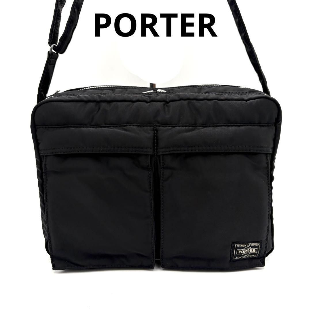 良品　ポーター　タンカー　2層　ショルダーバッグ　ブラック　ナイロン　Lサイズ PORTER ポーター タンカー ショルダーバッグ L 2層 黒 ブラック