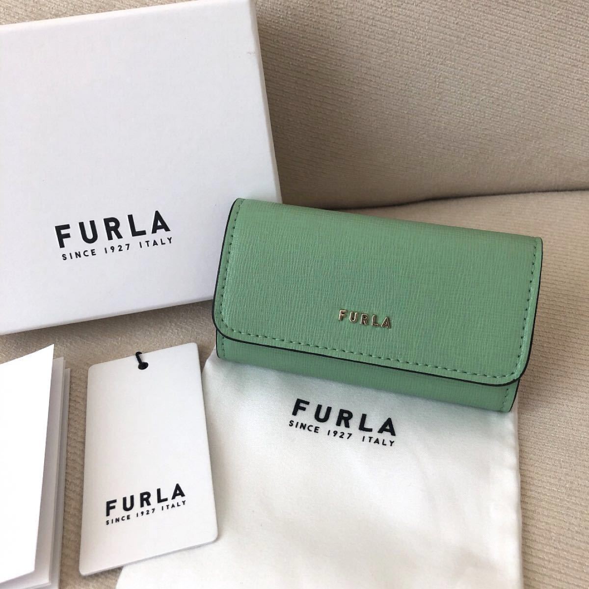 新品 FURLA フルラ 4連キーケース グリーン ベージュ 付属品全て有り☆新品 FURLA フルラ 4連キーケース グリーンベージュ