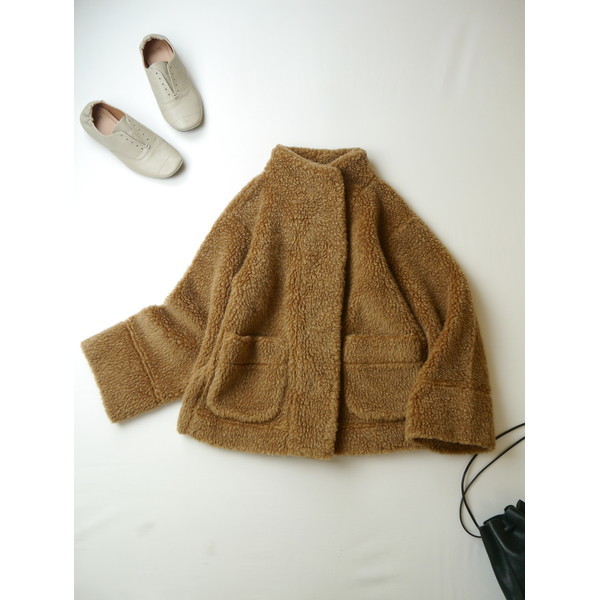 Filmelange フィルメランジェ BETTY ベティ ウール フリース ボトル ネック ボア ジャケット ブラウン /【Buyee