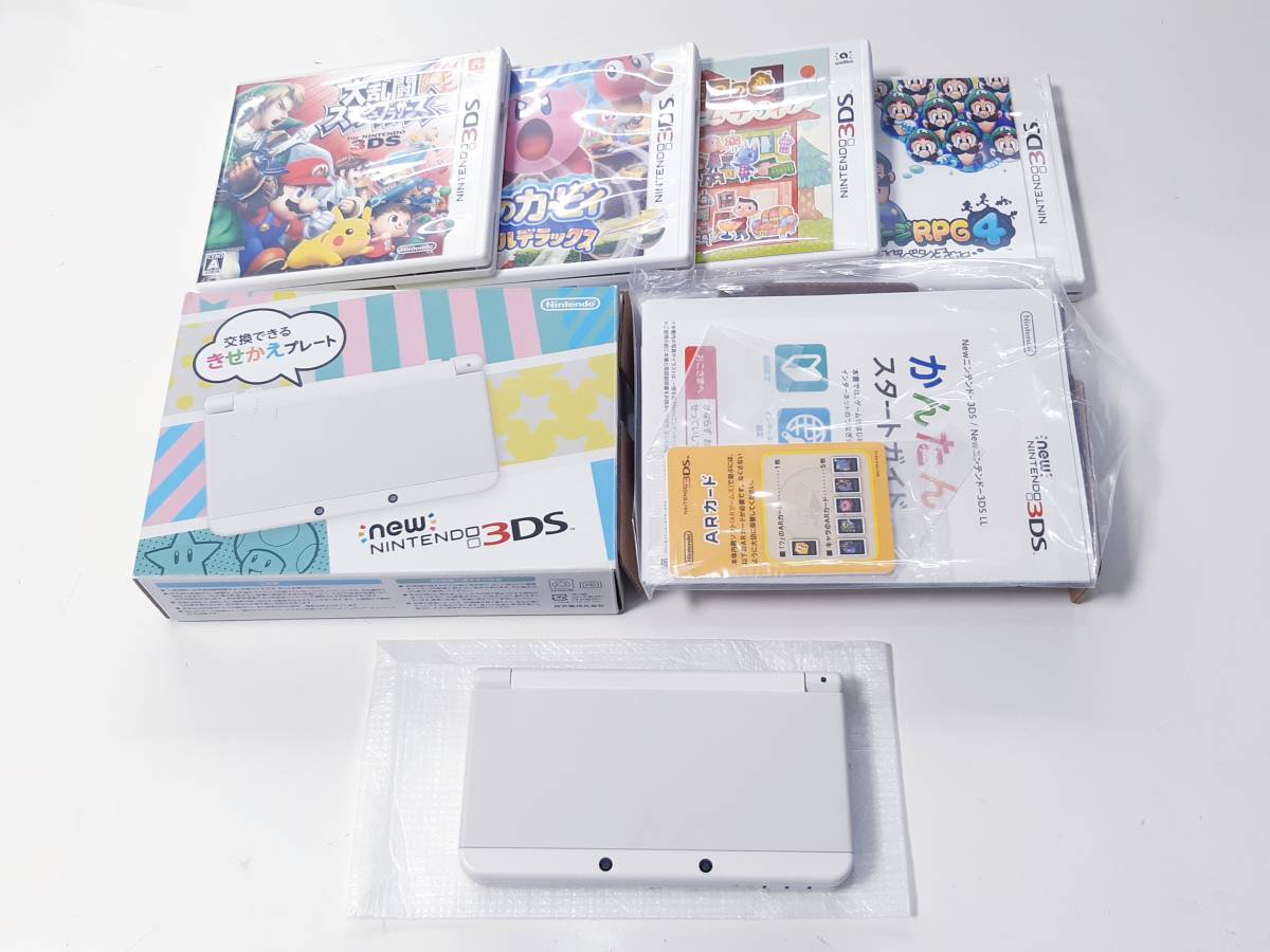 【動作確認済み】★新品同様★ Nintendo 任天堂 new3DSホワイト本体＋人気3DSソフト4本＋SDカード4GB /【Buyee