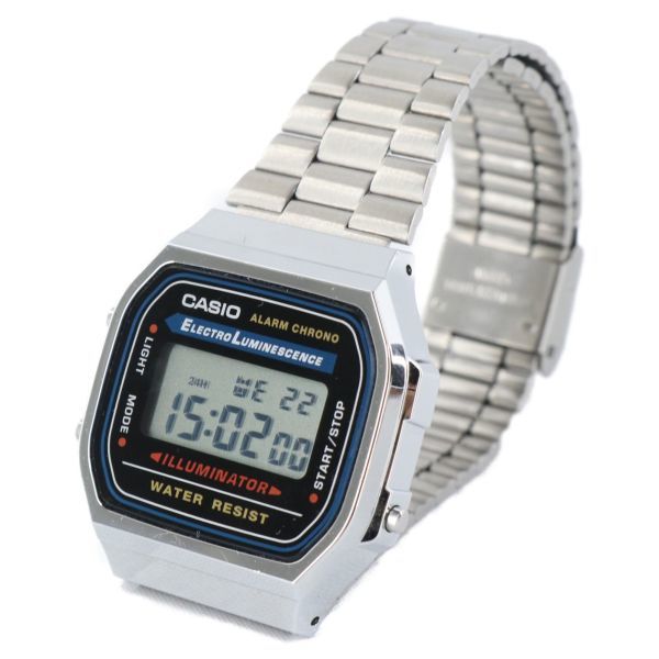 《オススメ 》CASIO カシオ★A168 3298*日常生活用防水/ストップウォッチ/ELバックライト*デジタルウォッチ*シルバー